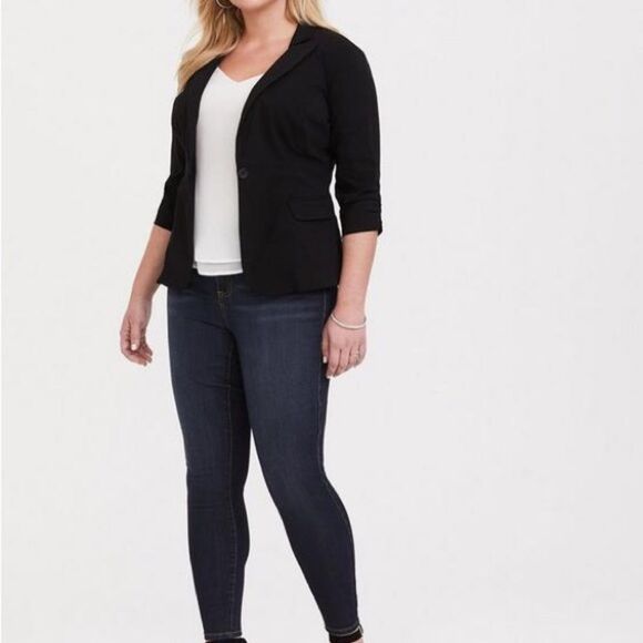 Torrid Studio‎ Lexington Millennium Stretch Blazer Office Plus Size 2 2X Black - Picture 4 of 9